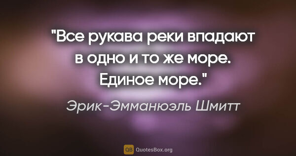 Эрик-Эмманюэль Шмитт цитата: "Все рукава реки впадают в одно и то же море. Единое море."