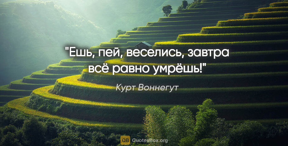 Курт Воннегут цитата: ""Ешь, пей, веселись, завтра всё равно умрёшь!""