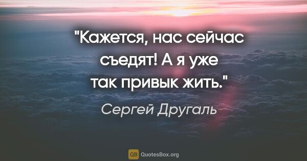 Сергей Другаль цитата: "Кажется, нас сейчас съедят! А я уже так привык жить."