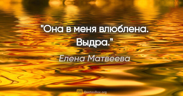 Елена Матвеева цитата: "Она в меня влюблена. Выдра."