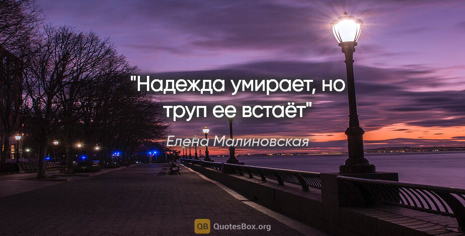 Елена Малиновская цитата: ""Надежда умирает, но труп ее встаёт""