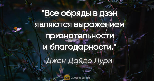 Джон Дайдо Лури цитата: "Все обряды в дзэн являются выражением признательности и..."