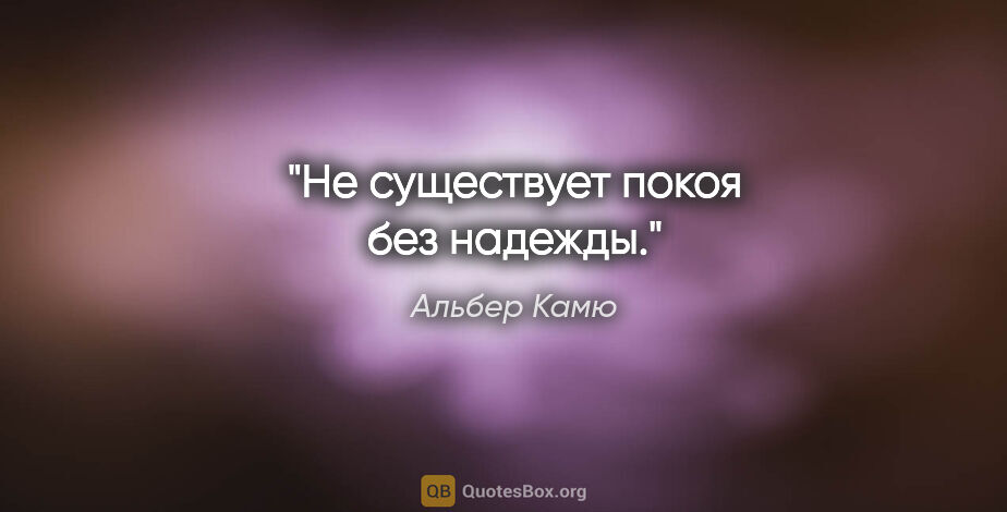 Альбер Камю цитата: "Не существует покоя без надежды."