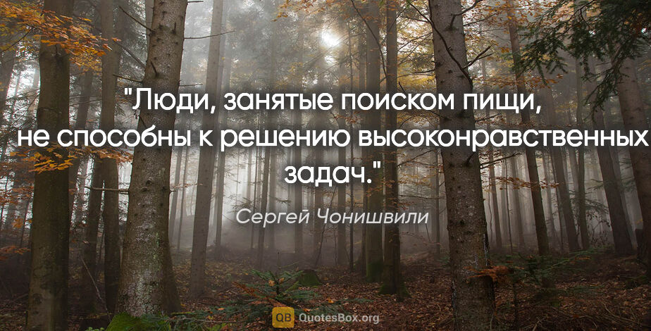 Сергей Чонишвили цитата: "Люди, занятые поиском пищи, не способны к решению..."
