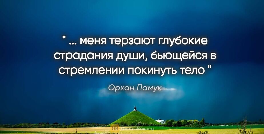 Орхан Памук цитата: "" ... меня терзают глубокие страдания души, бьющейся в..."