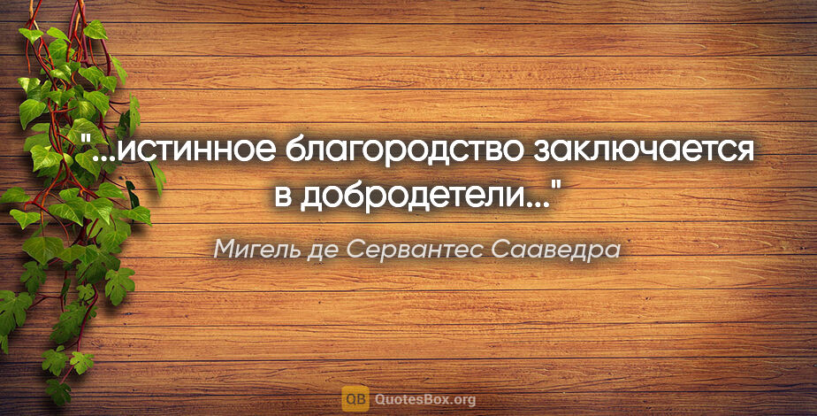 Мигель де Сервантес Сааведра цитата: "...истинное благородство заключается в добродетели..."