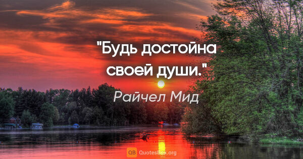 Райчел Мид цитата: "Будь достойна своей души."