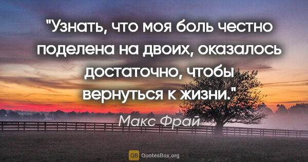 Макс Фрай цитата: "Узнать, что моя боль честно поделена на двоих, оказалось..."