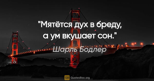 Шарль Бодлер цитата: "Мятётся дух в бреду, а ум вкушает сон."