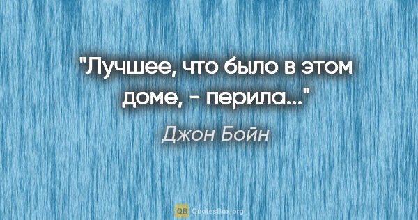 Джон Бойн цитата: "Лучшее, что было в этом доме, - перила..."