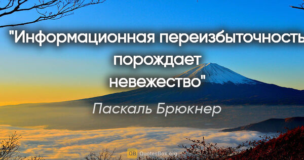 Паскаль Брюкнер цитата: "Информационная переизбыточность порождает невежество"