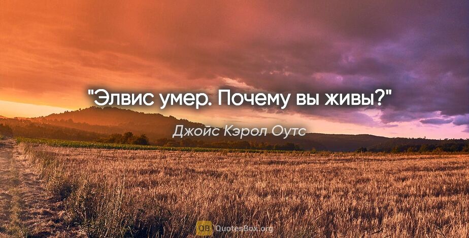 Джойс Кэрол Оутс цитата: "Элвис умер. Почему вы живы?"