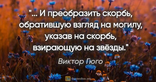 Виктор Гюго цитата: " И преобразить скорбь, обратившую взгляд на могилу, указав на..."