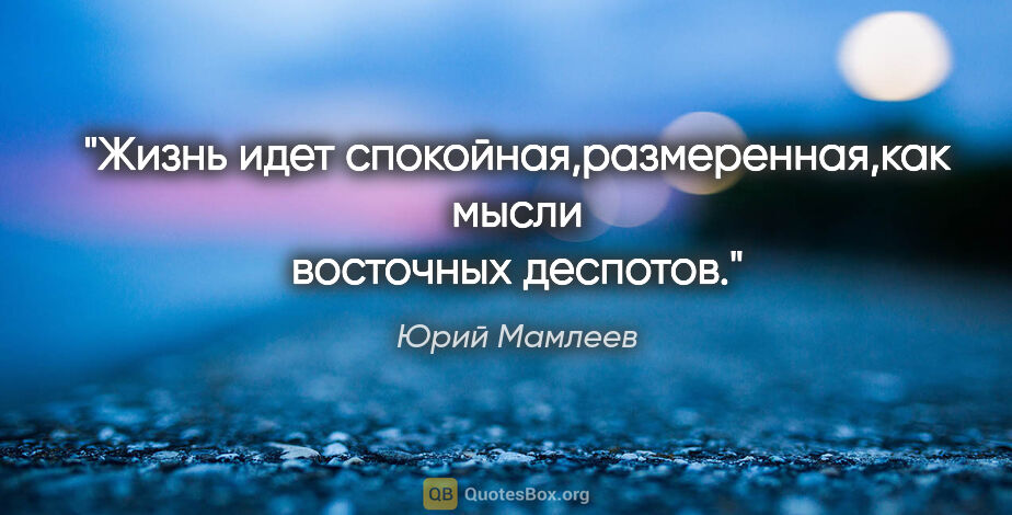 Юрий Мамлеев цитата: "Жизнь идет спокойная,размеренная,как мысли восточных деспотов."