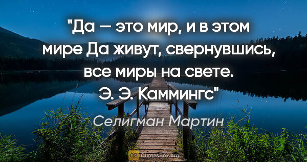 Селигман Мартин цитата: "«Да» — это мир, и в этом мире «Да» живут, свернувшись, все..."