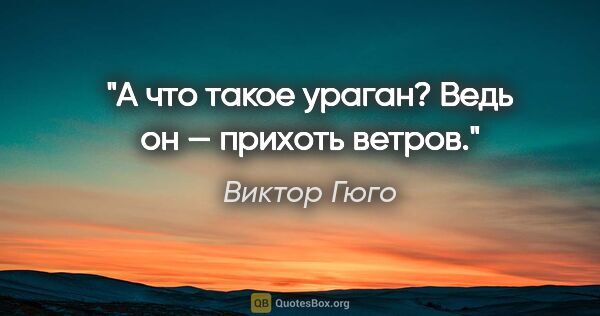 Виктор Гюго цитата: "А что такое ураган? Ведь он — прихоть ветров."