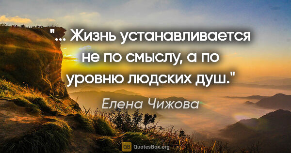 Елена Чижова цитата: "... Жизнь устанавливается не по смыслу, а по уровню людских душ."