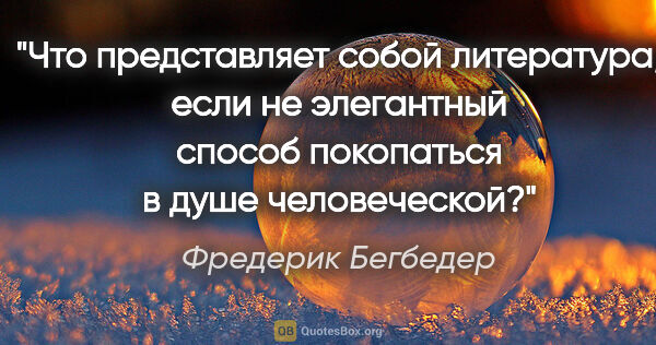 Фредерик Бегбедер цитата: "Что представляет собой литература, если не элегантный способ..."