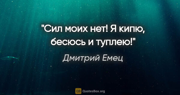 Дмитрий Емец цитата: ""Сил моих нет! Я кипю, бесюсь и туплею!""