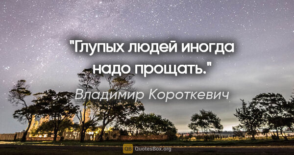 Владимир Короткевич цитата: "Глупых людей иногда надо прощать."