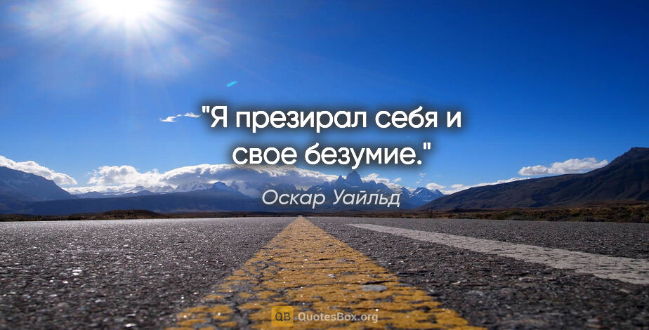 Оскар Уайльд цитата: "Я презирал себя и свое безумие."