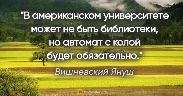 Вишневский Януш цитата: "В американском университете может не быть библиотеки, но..."