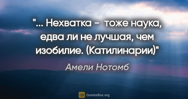 Амели Нотомб цитата: " Нехватка -  тоже наука, едва ли не лучшая, чем..."