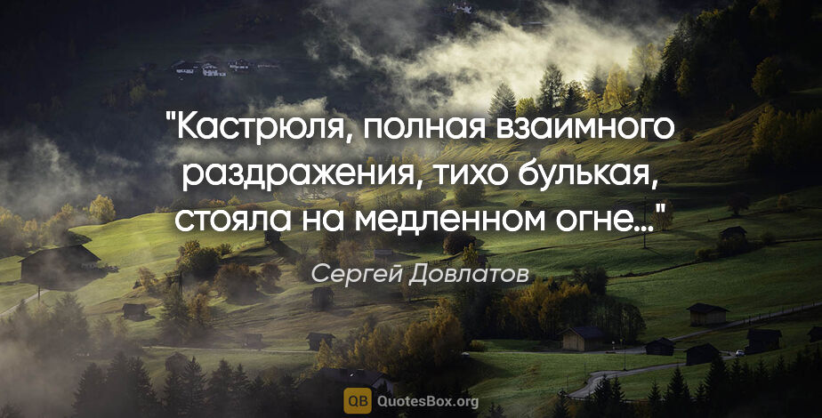 Сергей Довлатов цитата: "Кастрюля, полная взаимного раздражения, тихо булькая, стояла..."