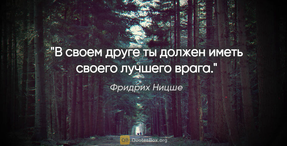 Фридрих Ницше цитата: "В своем друге ты должен иметь своего лучшего врага."