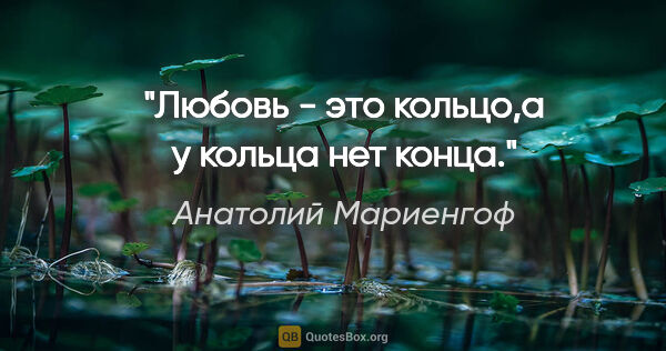 Анатолий Мариенгоф цитата: "Любовь - это кольцо,а у кольца нет конца."