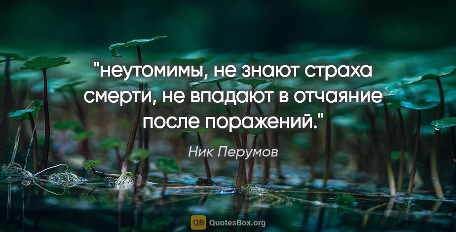 Ник Перумов цитата: "неутомимы, не знают страха смерти, не впадают в отчаяние после..."