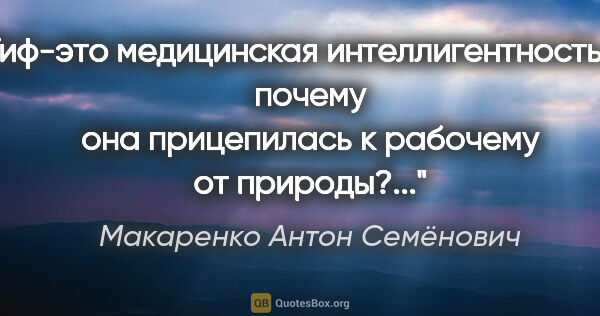 Макаренко Антон Семёнович цитата: "-Тиф-это медицинская интеллигентность,так почему она..."