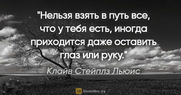 Клайв Стейплз Льюис цитата: "Нельзя взять в путь все, что у тебя есть, иногда приходится..."