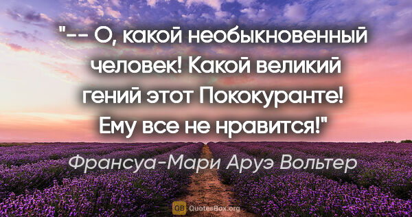 Франсуа-Мари Аруэ Вольтер цитата: "-- О, какой необыкновенный  человек! Какой великий гений этот..."