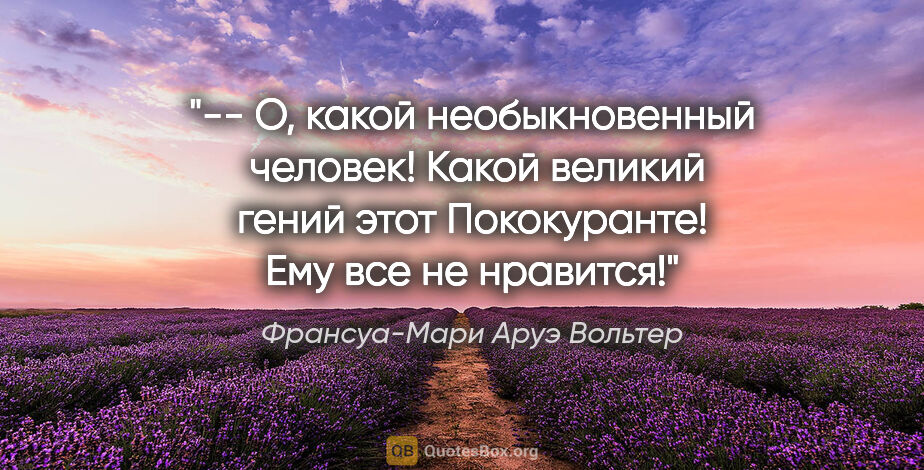 Франсуа-Мари Аруэ Вольтер цитата: "-- О, какой необыкновенный  человек! Какой великий гений этот..."