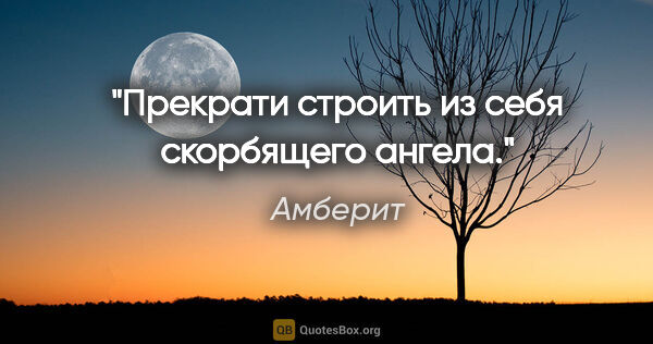 Амберит цитата: "Прекрати строить из себя скорбящего ангела."