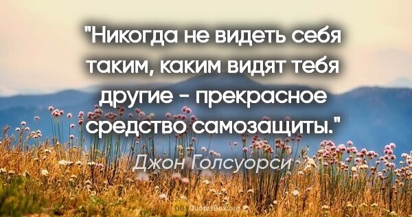 Джон Голсуорси цитата: "Никогда не видеть себя таким, каким видят тебя другие -..."