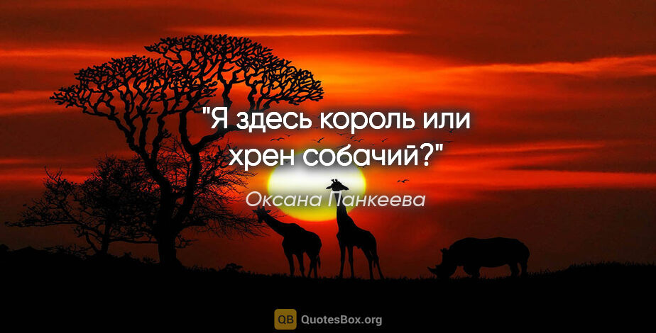 Оксана Панкеева цитата: ""Я здесь король или хрен собачий?""