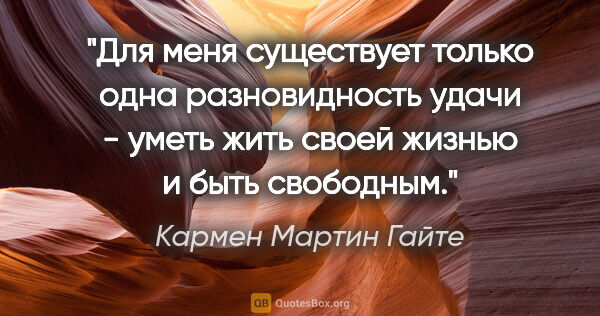 Кармен Мартин Гайте цитата: "Для меня существует только одна разновидность удачи - уметь..."