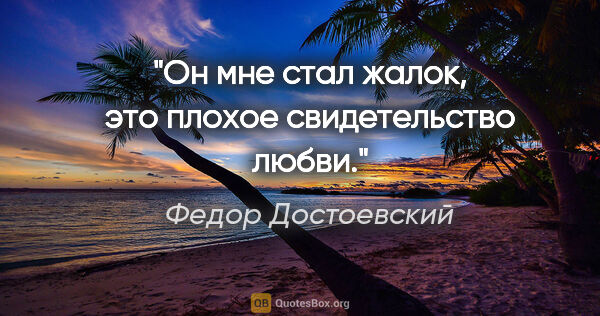 Федор Достоевский цитата: "«Он мне стал жалок, это плохое свидетельство любви»."