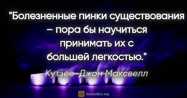 Кутзее  Джон Максвелл цитата: "Болезненные пинки существования – пора бы научиться принимать..."