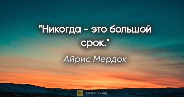 Айрис Мердок цитата: "Никогда - это большой срок."