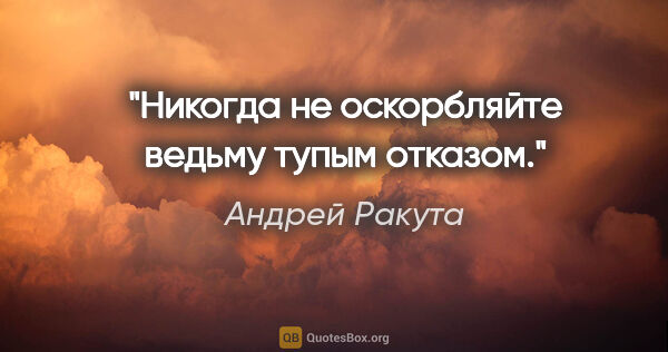 Андрей Ракута цитата: "Никогда не оскорбляйте ведьму тупым отказом."