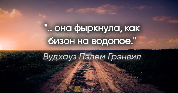 Вудхауз Пэлем Грэнвил цитата: ".. она фыркнула, как бизон на водопое."