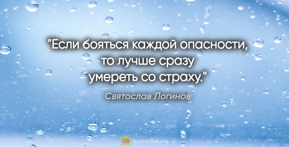 Святослав Логинов цитата: "Если бояться каждой опасности, то лучше сразу умереть со страху."