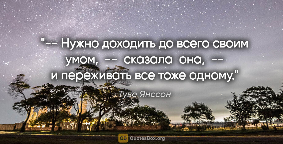 Туве Янссон цитата: "-- Нужно доходить до всего своим  умом,  --  сказала  она,  --..."