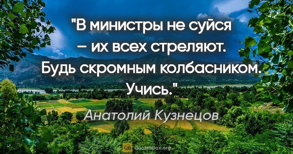 Анатолий Кузнецов цитата: "«В министры не суйся – их всех стреляют. Будь скромным..."