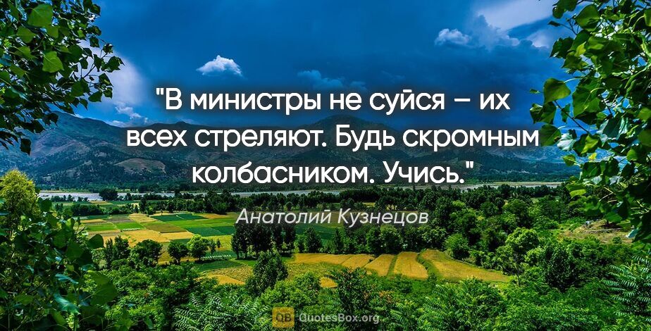 Анатолий Кузнецов цитата: "«В министры не суйся – их всех стреляют. Будь скромным..."
