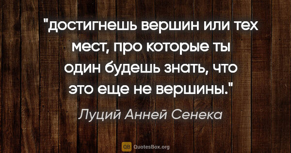 Луций Анней Сенека цитата: "достигнешь вершин или тех мест, про которые ты один будешь..."