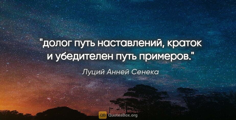 Луций Анней Сенека цитата: "долог путь наставлений, краток и убедителен путь примеров."